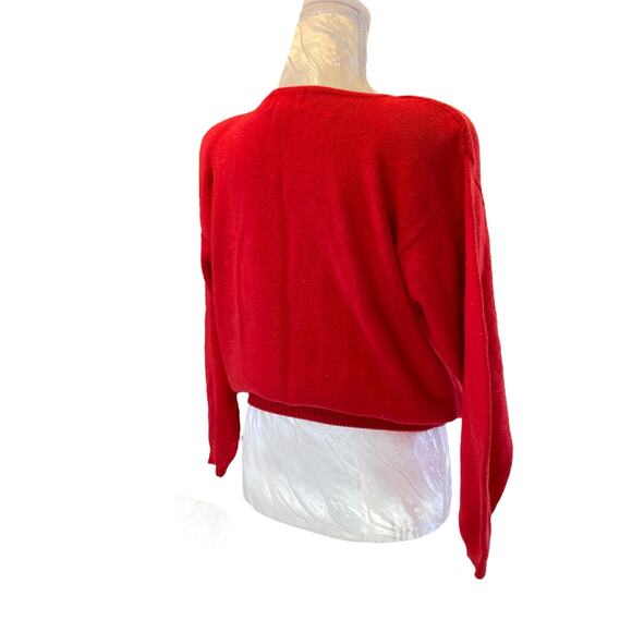 Vintage Y2K Victoria Jones Red Knit Cropped 3/4 Sleeve Knit Sweater Shirt Sz PM - Picture 4 of 16